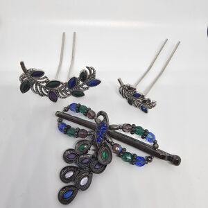 Lilla Rose Silver Hair Accessories with Multicolored Gems